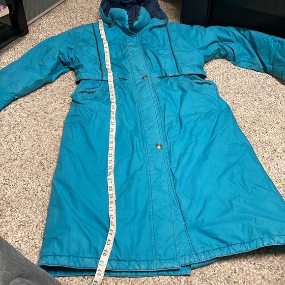 Vintage 80s/90s down feather filled ankle length puffer with snap slit back - Picture 9 of 14